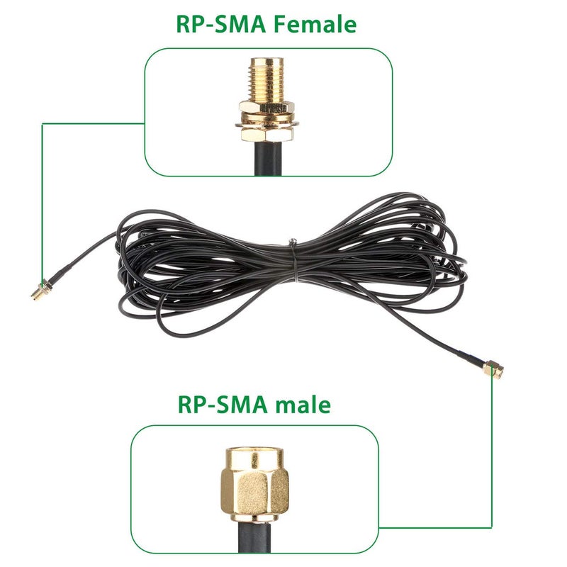 traderplus 3-Pack 10FT RP-SMA Male to Female Extension Cable WiFi Router Antenna Extender - Image 4